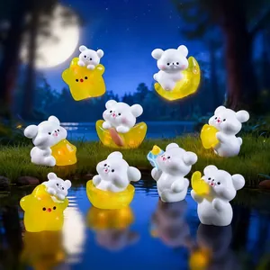 Miniature Espace Étoile Lune Chien Ornements en Résine Mignon Chiot Figurine Micro Paysage Bureau DIY Décoration Accessoires