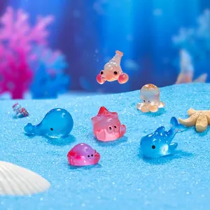 Lichtgevende miniatuur zeedierfiguren voor DIY aquarium en terrarium decoraties