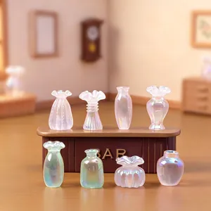 Μινιατούρα Ιριδίζον Βάζο Ρητίνης Αξεσουάρ DIY Για Κουκλόσπιτο Μίνι Γλάστρα Διακοσμητικά Γραφείου Για Μικροτοπίο Σπιτιού