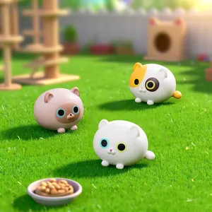 Set of cute miniature cat bean figurines for gardening DIY landscape and desktop decor