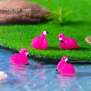 Figurines de flamants roses miniatures en résine pour décoration de micro-paysage DIY