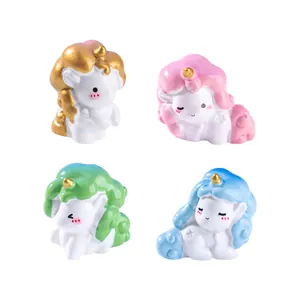 Set of 4 cute miniature unicorn figurines for DIY micro landscape and garden decor