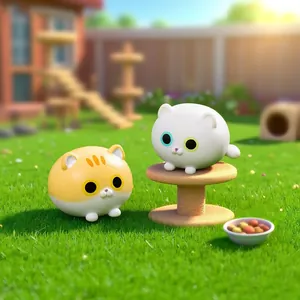 Set of cute miniature cat figurines for garden DIY decoration and desktop display