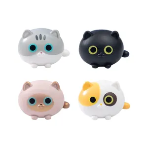 Set of four cute round cat figurines for DIY micro landscaping and desk decoration