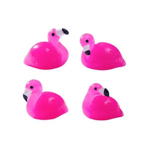 Lot de 4 mini figurines de flamant rose en résine pour décoration de micro-paysage DIY
