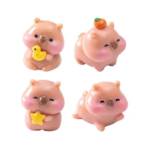 Lot de 4 figurines capybara en résine pour décoration de bureau et micro-paysage DIY