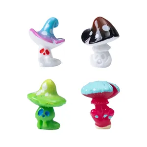 Lot de 4 figurines de champignons crâne d'Halloween miniatures pour jardinage DIY