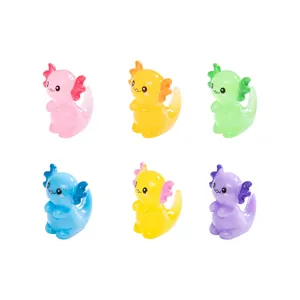 Set of 6 colorful luminous axolotl figurines for DIY resin micro-landscape decoration