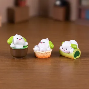 Lot de trois figurines de chiot matcha mignonnes pour maison de poupée et décoration