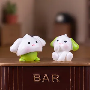 Figurines de chien beignet au matcha pour décoration créative de maison de poupée DIY