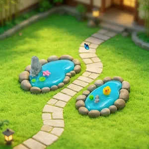 Décor de bassin de jardin miniature avec canard et pierres pour paysage de fées DIY