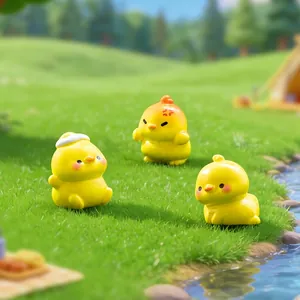 Lot de trois figurines de canard jaune mignon pour décoration de micro-paysage jardin DIY