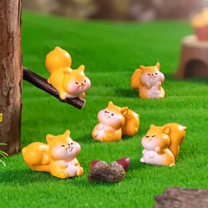 Miniature Resin Squirrel Figurine Micro Landscape Decorations Cute Fat Animal Model For DIY Fairy Garden Desktop Ornament