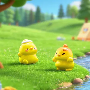 Deux mini figurines canard jaune mignonnes pour décoration micro-paysage jardin