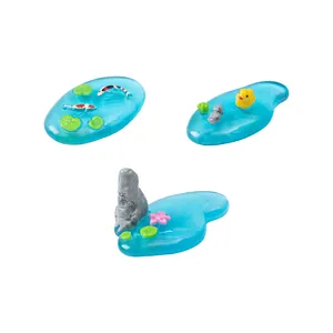 Lot de 3 bassins de jardin miniatures en résine avec carpes koï, canard et figurines de rocaille