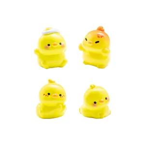 Lot de 4 figurines miniatures de canards jaunes pour paysage de jardin et déco DIY
