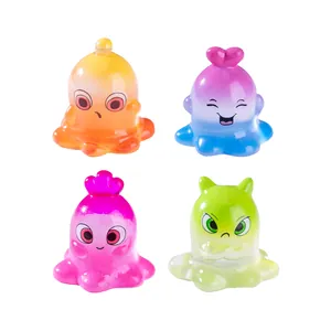 Set of 4 cute translucent rainbow monster figurines for creative DIY micro-landscape decor