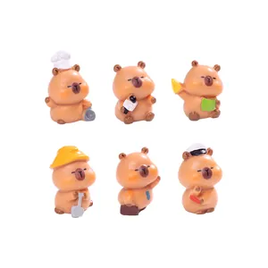 Set van 6 schattige capibara minifiguren voor DIY-decoratie van micro-landschappen