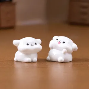 Paire de mignonnes figurines miniatures de chiots blancs pour décor de maison