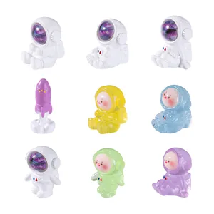 Set of 9 miniature astronaut and rocket figurines for DIY space micro-landscapes