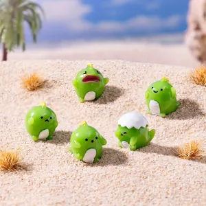 Mini Green Dinosaur Figurines Cute Cartoon Resin Dragon Micro Landscape DIY Accessories Desktop Car Decoration Ornaments
