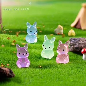 Luminous miniature kangaroo figurines for DIY fairy garden landscaping and desk decor