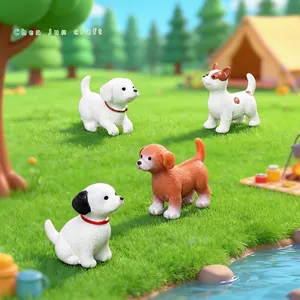 Set di quattro graziose figurine di cuccioli per micro-paesaggi e decorazioni fai-da-te
