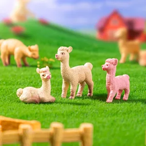 Miniature cute simulation alpaca figurines for micro-landscape DIY gardening decor