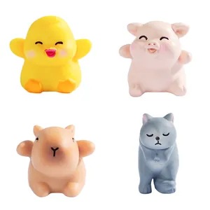 Set of 4 cute cartoon animal figurines including capybara and cat for DIY decor