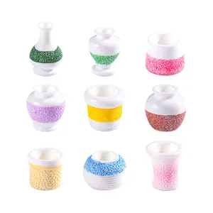 9-teiliges Set bunte Miniatur-Vasen mit Textur für Puppenhaus-Deko und Mikro-Landschaften