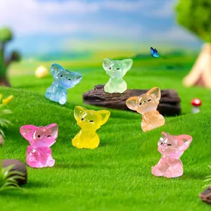 Set of colorful luminous fennec fox mini figurines for DIY micro-landscape desktop decor
