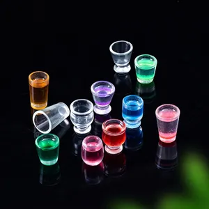 Colorful miniature resin juice cups and glasses for DIY dollhouse accessories
