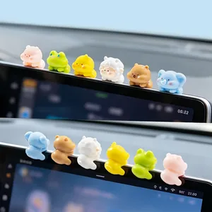 Cute Resin Animal Prone Figurine Capybara Lamb Elephant Desktop Ornament Computer Monitor Edge Car Dashboard Decoration