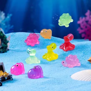 Glow-in-the-dark luminous sea animal resin figurines for aquarium and fairy garden decor