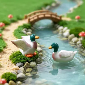 Figurines miniatures de canard colvert pour paysage de jardin féerique et décoration