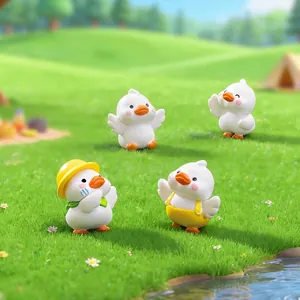 Cute Mini Little White Duck Figurine For Micro Landscape Gardening PVC Cartoon Animal Design DIY Desktop Home Ornament