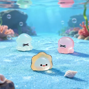 Figurines mignonnes en résine de méduse et pieuvre pour décoration de micro-paysage.