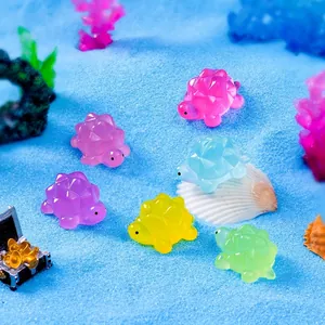 Luminous resin turtle figurines for aquarium fish tank micro landscape decoration