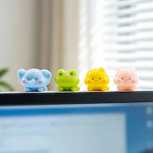Set of four adorable miniature animal figurines for desktop monitor decoration and DIY crafts