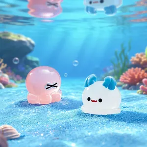 Figurines miniatures de méduse et poulpe en résine pour la décoration d'aquarium DIY