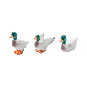 Lot de trois figurines miniatures de canard colvert pour décoration de jardinage