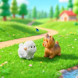 Simpatiche figurine di cani barboncini e yorkshire terrier per decorazioni fai-da-te