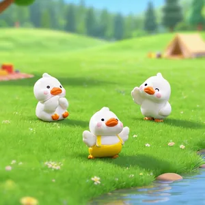 Set of 3 cute mini white duck figurines for micro landscape DIY garden decoration