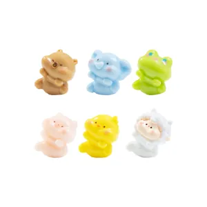 Set of six cute cartoon animal figurines for DIY decoration and desktop display