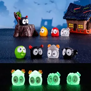 Halloween Lichtgevende Miniatuur Elf Geest Hars Figuurtje Voor DIY Micro Landschap Bureau Halloween Decoratie Ornamenten