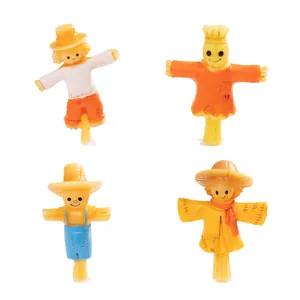 Set van 4 schattige miniatuur vogelverschrikkers voor DIY micro-landschap boerderij decor