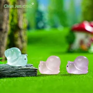 Trois figurines d'escargots lumineux miniatures pour accessoires de décoration de jardin DIY