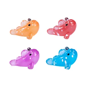 Set of 4 colorful glowing resin mudskipper fish figurines for micro landscape beach decor