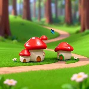Cute miniature mushroom house for micro landscape fairy garden decoration accessories