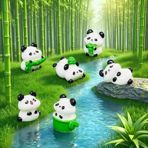 Miniature Statuette di Panda Cartone Animato Carino Animali in Resina per Micro Paesaggio Fai da Te Decorazione Scrivania